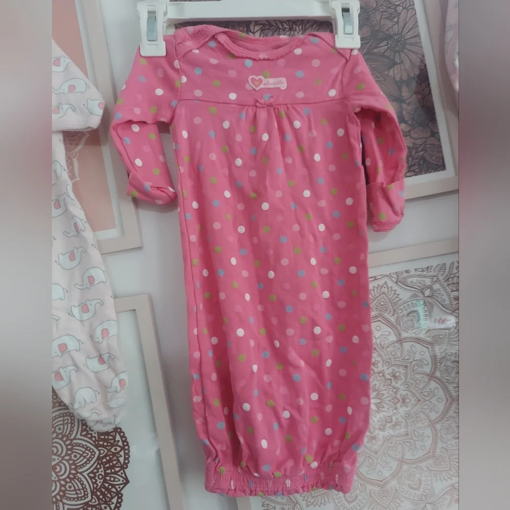 🎁 10/$25- Set of 4 sleep outfits, 0-3 months, baby girl,  pink
